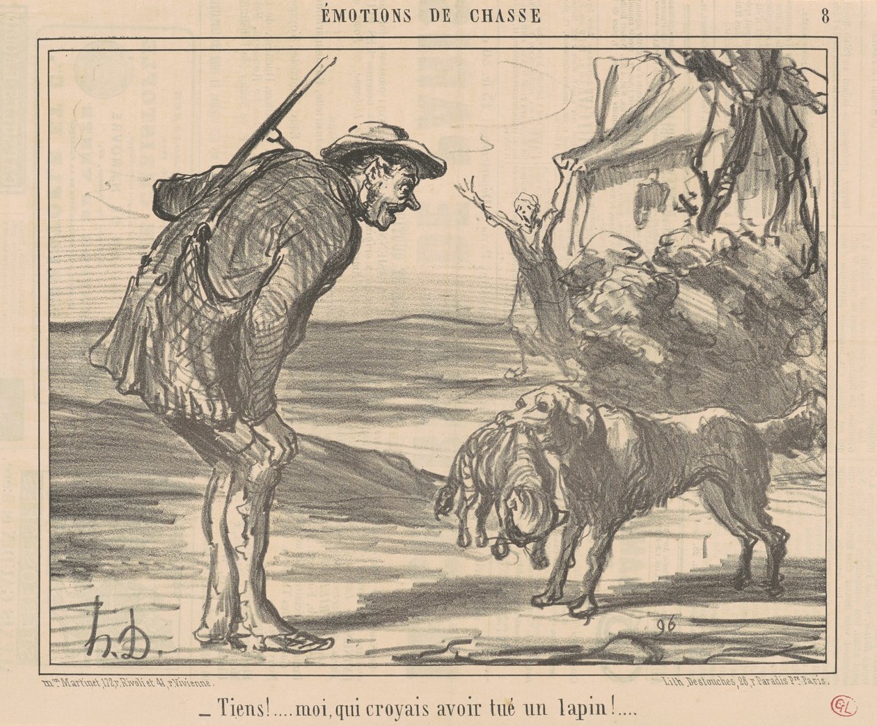 Tiens! Moi, croyais avoir tué un lapin! ... da Honoré Daumier