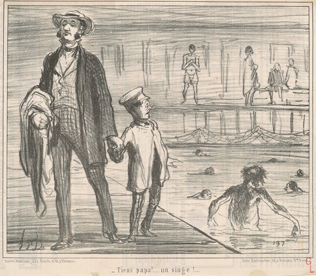 Tiens papa! ... un singe! ... da Honoré Daumier