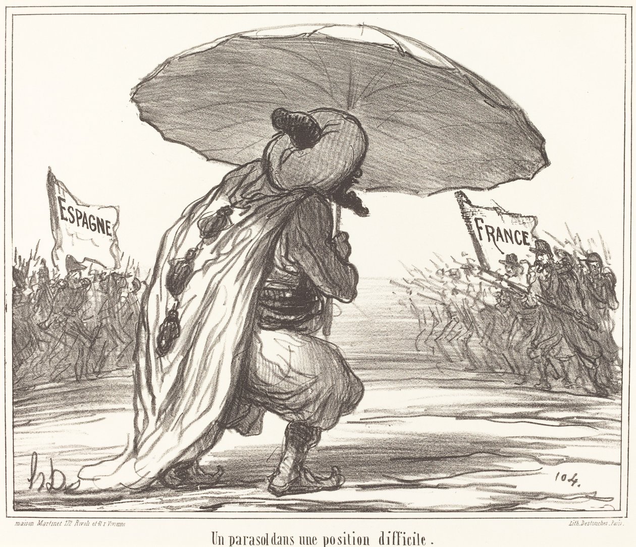 Un parasole in una posizione difficile da Honoré Daumier