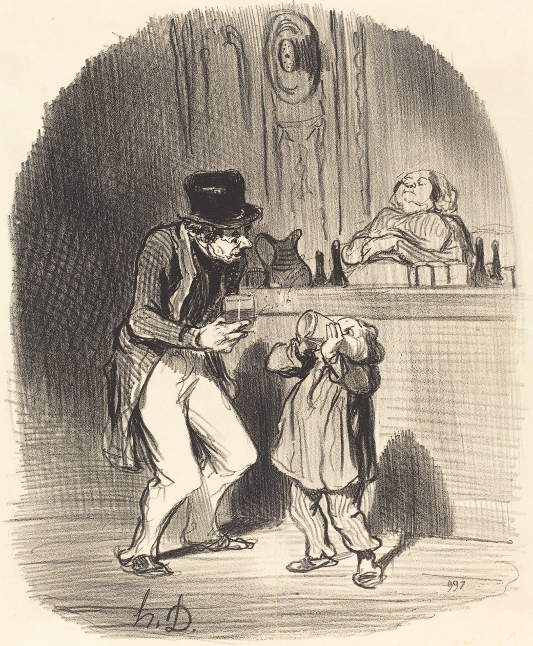 Un padre che fa succhiare a suo figlio... da Honoré Daumier