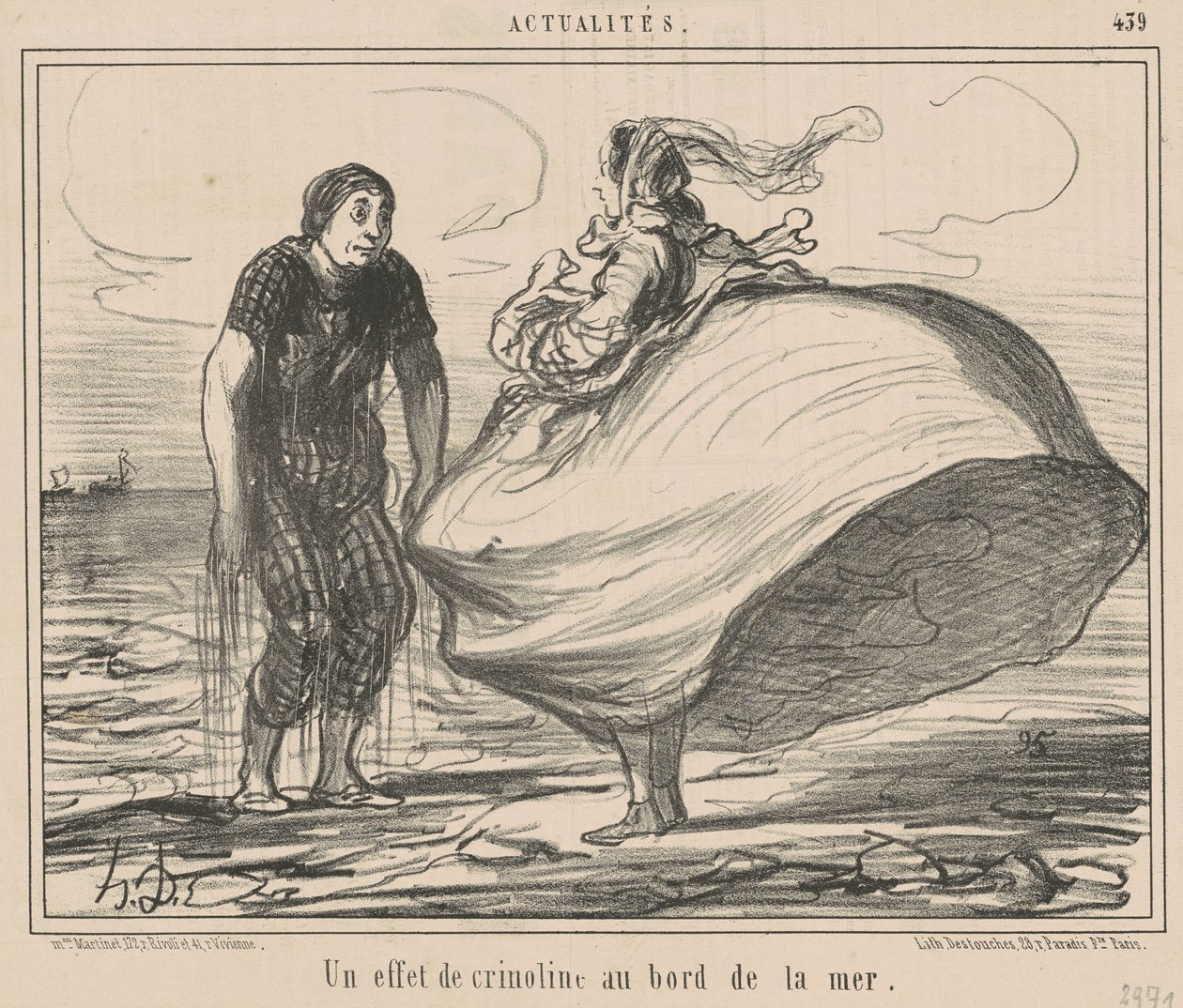 Un effetto di crinolina al bordo del mare da Honoré Daumier