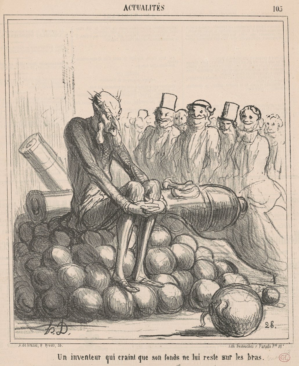Un inventore che teme che il suo fondo non gli resti... da Honoré Daumier