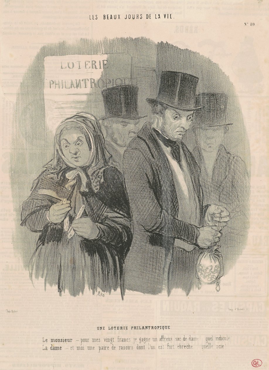 Una lotteria filantropica da Honoré Daumier