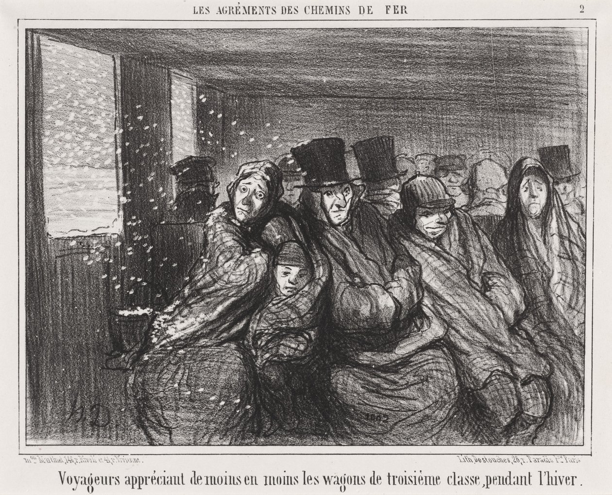 Viaggiatori che apprezzano sempre meno i vagoni di terza classe... da Honoré Daumier