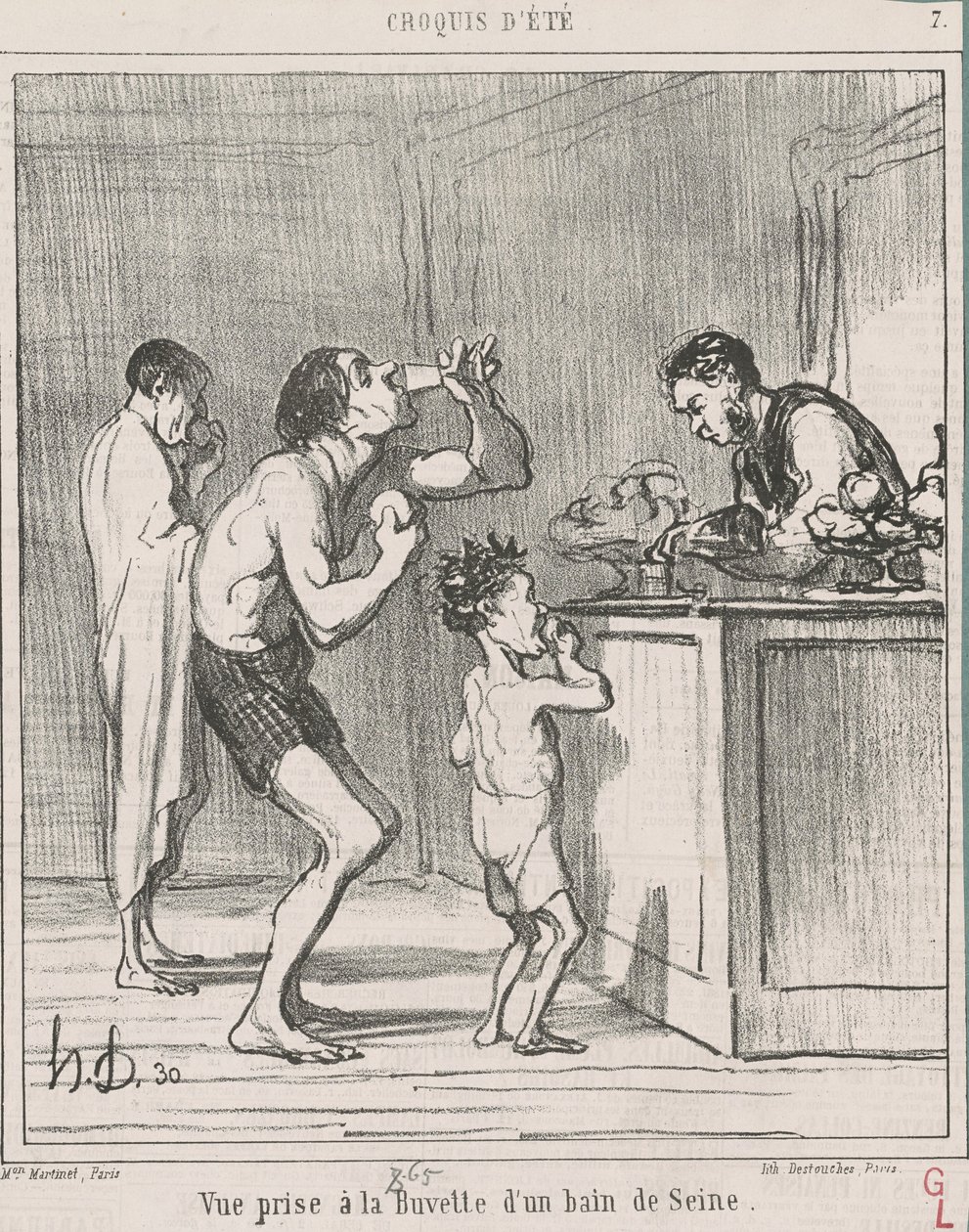 Vista presa alla buvette di un bagno da Honoré Daumier