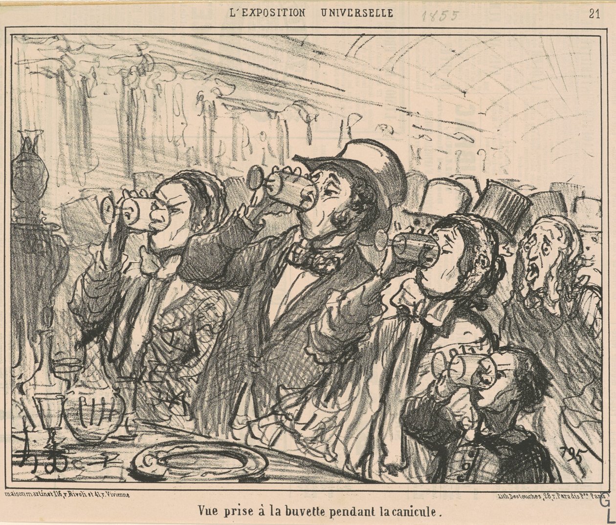 Vista presa alla buvette durante la canicola da Honoré Daumier