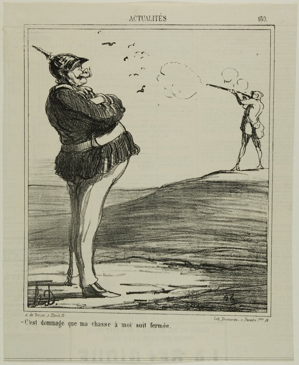 "Che peccato che non mi sia permesso di andare a caccia", targa 180 di Actualitiés da Honoré Victorin Daumier