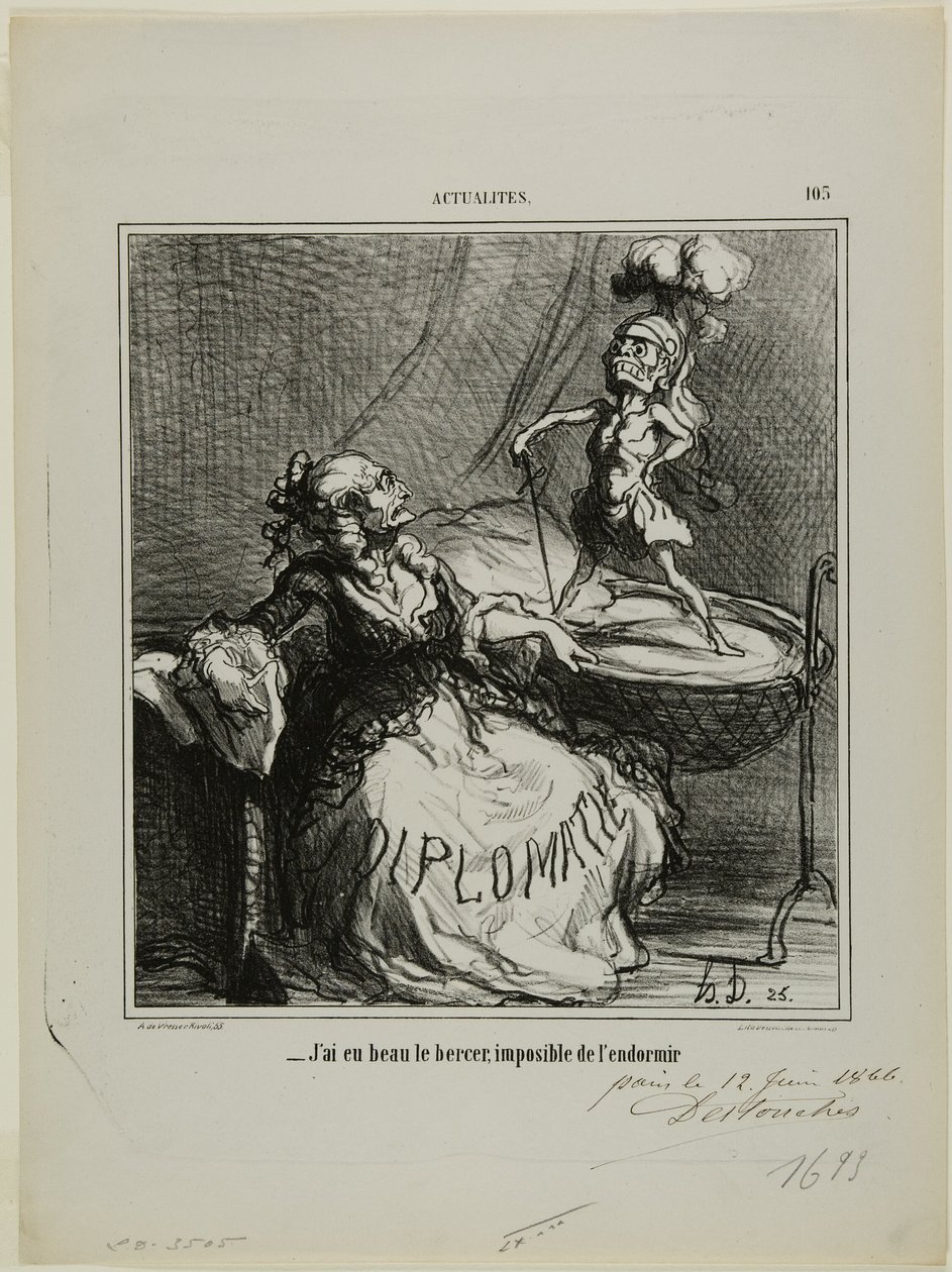"Per quanto lo culli, è impossibile farlo addormentare", targa 105 di Actualités da Honoré Victorin Daumier