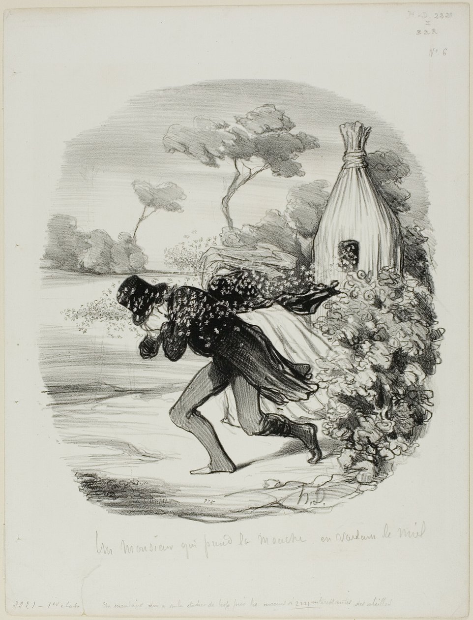 Un gentiluomo che volle studiare troppo da vicino le abitudini delle api, tavola 6 da Pastorales da Honoré Victorin Daumier