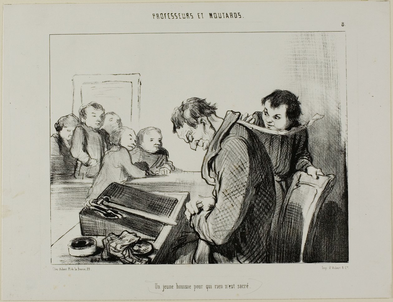 Un giovane per il quale nulla è sacro, tavola 8 da Professeurs Et Moutards da Honoré Victorin Daumier