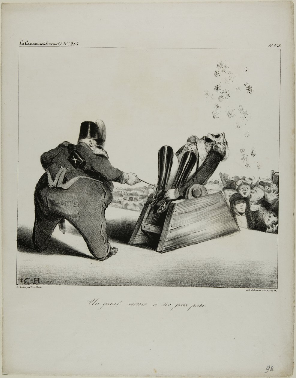 Un grande mortaio a breve gittata, targhetta 488 da Honoré Victorin Daumier
