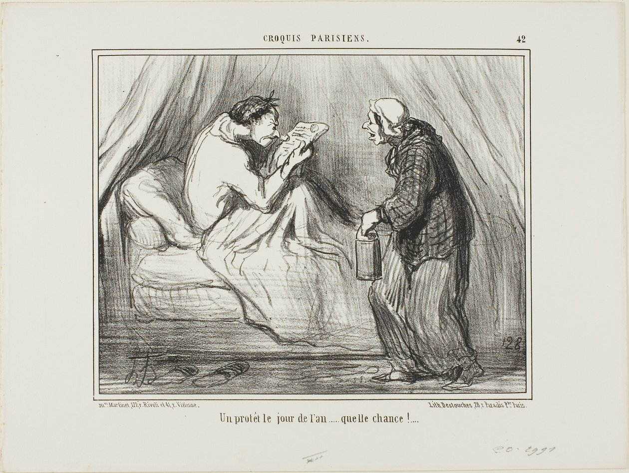 "Una protesta il giorno di Capodanno! Che fortuna! ...........," lastra 42 da Croquis Parisiens da Honoré Victorin Daumier