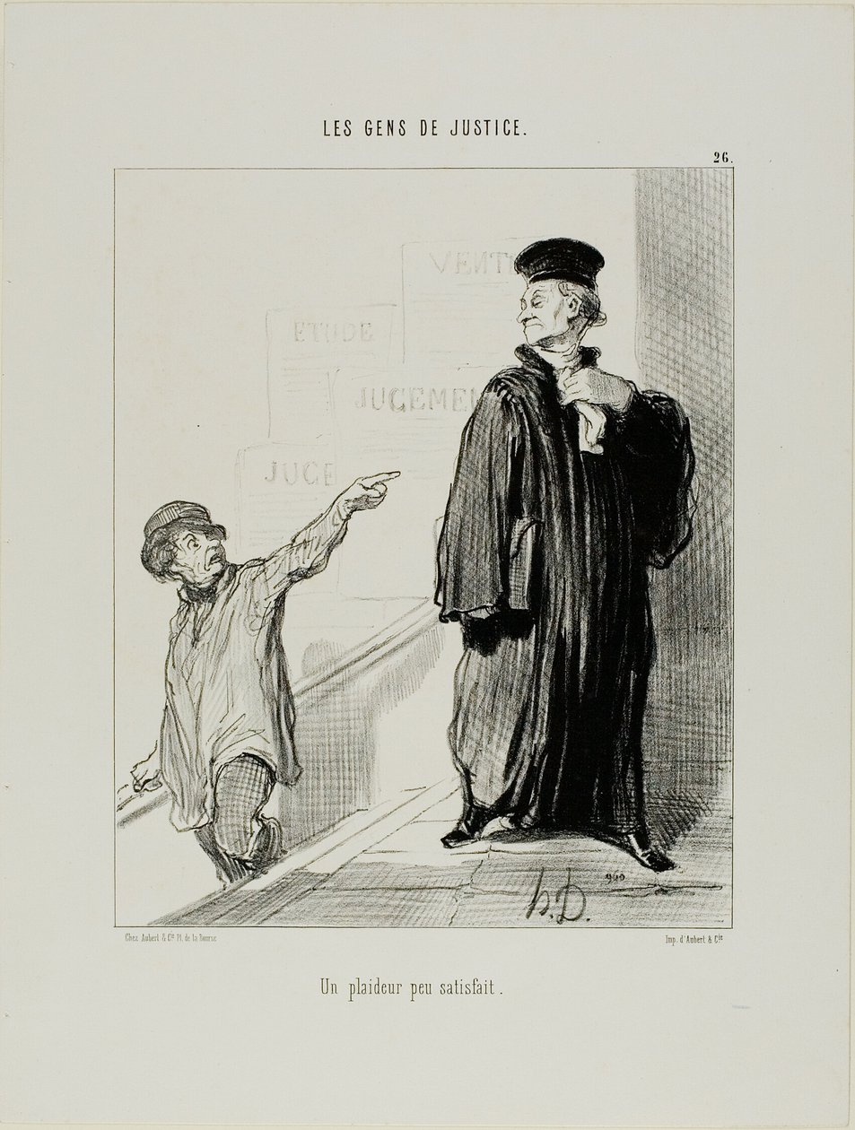 Un contendente piuttosto insoddisfatto, tavola 26 di Les Gens De Justice da Honoré Victorin Daumier