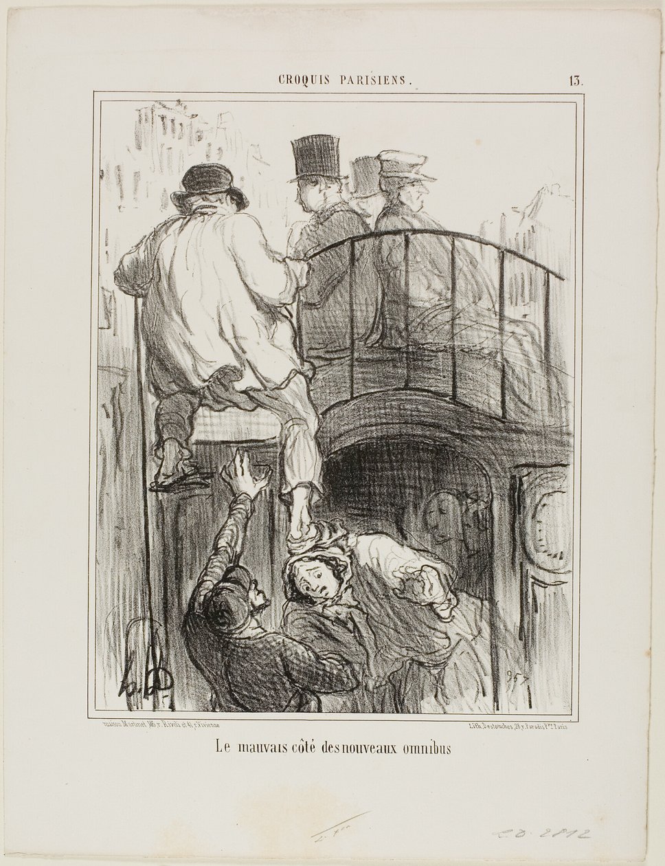 Un aspetto sgradevole del nuovo tipo di Omnibus, tavola 13 da Croquis Parisiens da Honoré Victorin Daumier