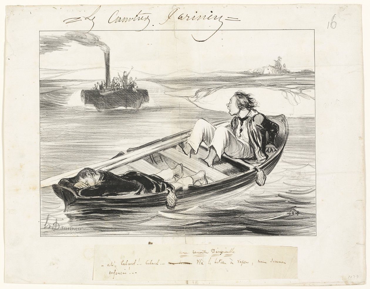 Un incontro sgradevole, piatto sedici da Les Canotiers Parisiens da Honoré Victorin Daumier
