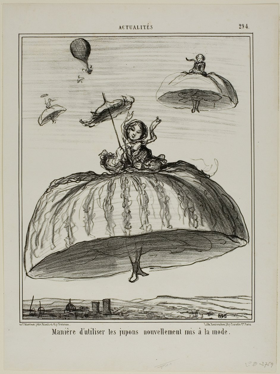 Un altro modo per utilizzare le nuove sottovesti che sono diventate di moda ultimamente, il piatto 294 di Actualités da Honoré Victorin Daumier
