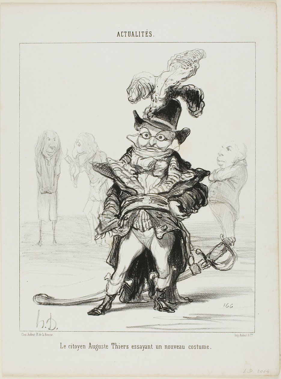 Cittadino di Thiers che si prova un nuovo costume, tavola 114 di Actualités da Honoré Victorin Daumier