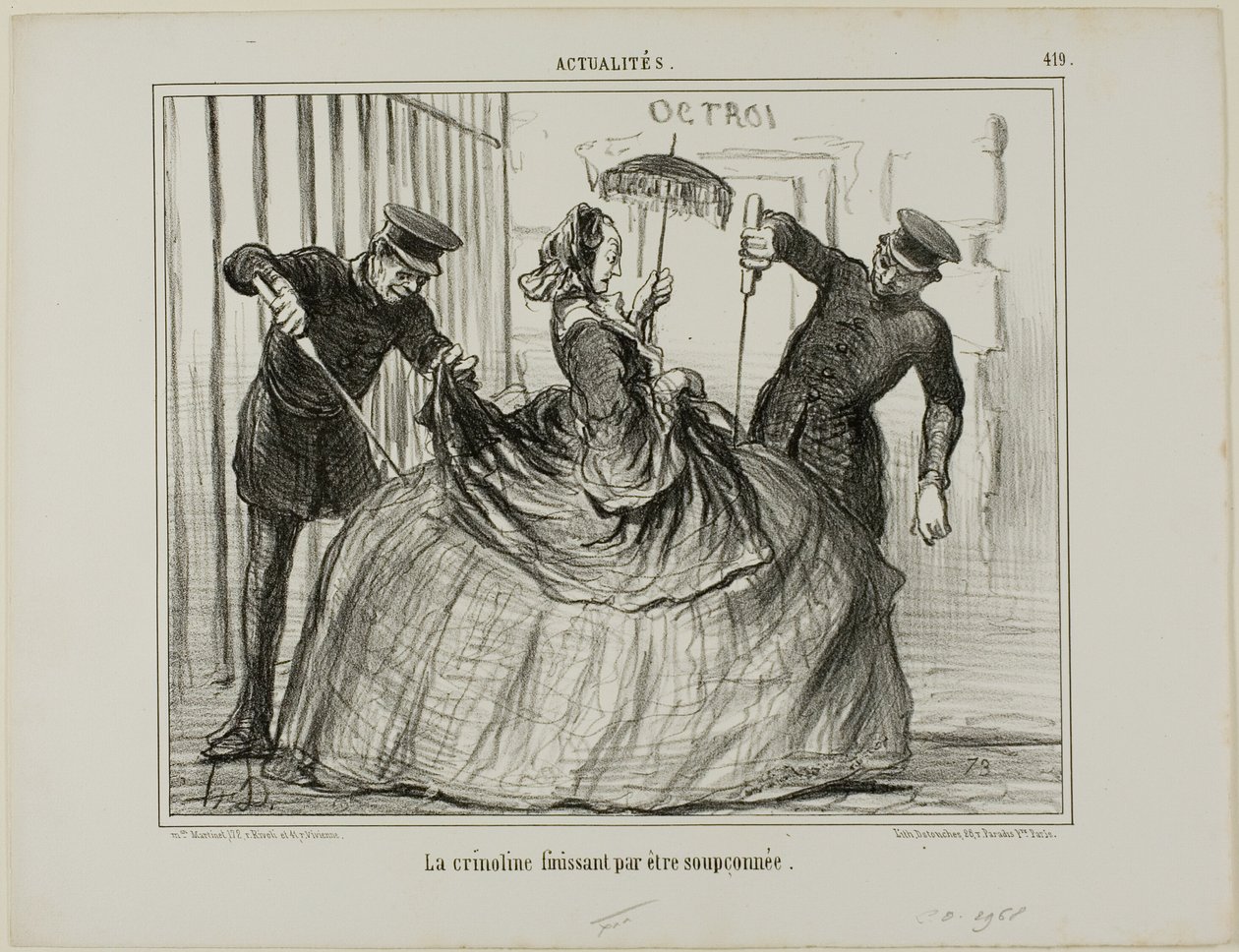 Le crinoline diventano improvvisamente sospette, piatto 419 di Actualités da Honoré Victorin Daumier