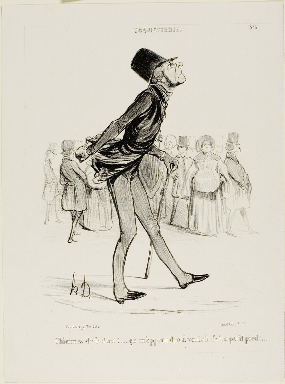 Dannati stivali! Che mi insegneranno a fare passi più piccoli..." piatto 6 da Coquetterie da Honoré Victorin Daumier