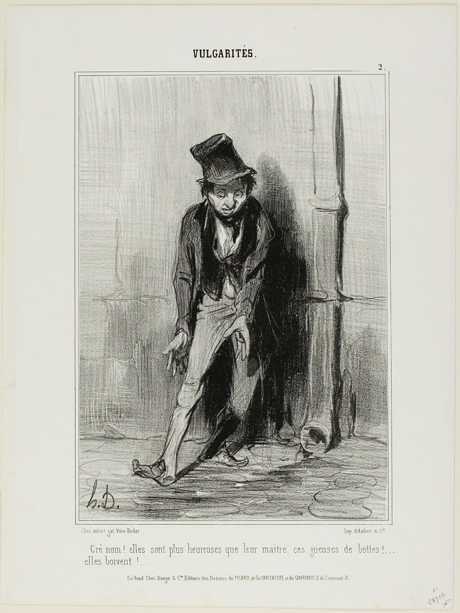 "Accidenti! Sono più felici del loro padrone.... queste puttane di stivali... bevono!", piatto 2 da Vulgarités da Honoré Victorin Daumier