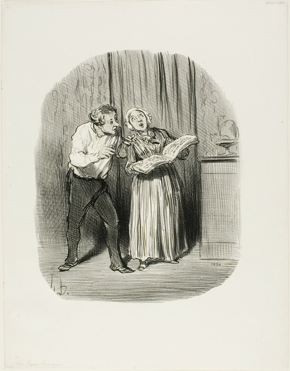 Svantaggio di sposare una donna con un cosiddetto talento artistico, tavola 77 da Les Bons Bourgeois da Honoré Victorin Daumier