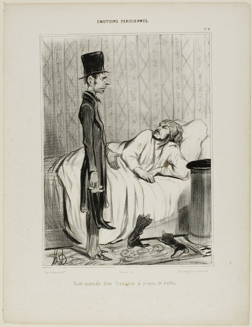 Visita mattutina di un creditore riguardo agli stivali, tavola 4 da Émotions Parisiennes da Honoré Victorin Daumier