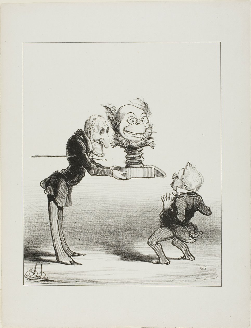 Padre Molé porta i doni di Capodanno alla piccola Thiers, piatto 62 da Actualités da Honoré Victorin Daumier