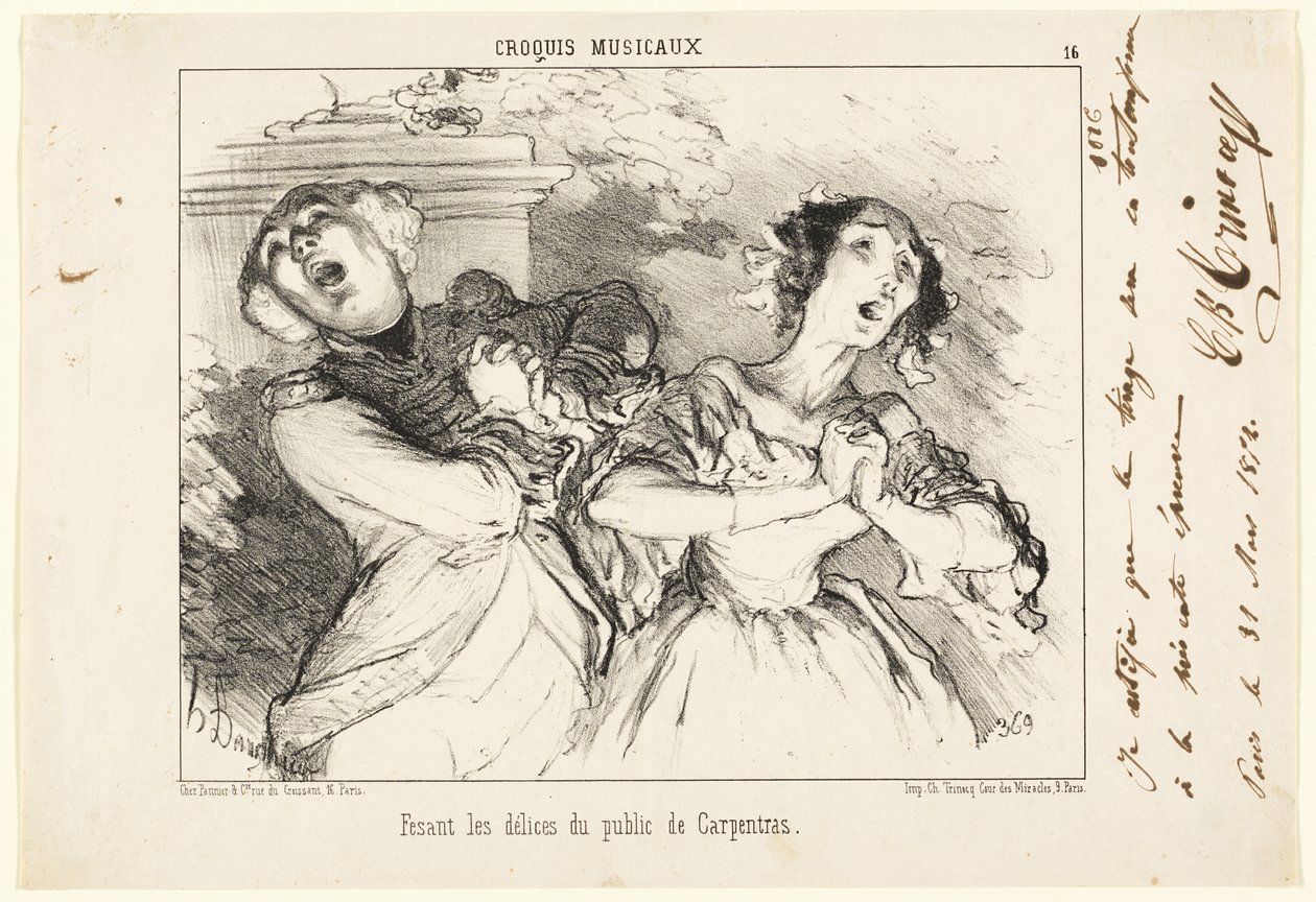 Regalare al pubblico le delizie di Carpentras, piatto 16 da Croquis Musicaux da Honoré Victorin Daumier