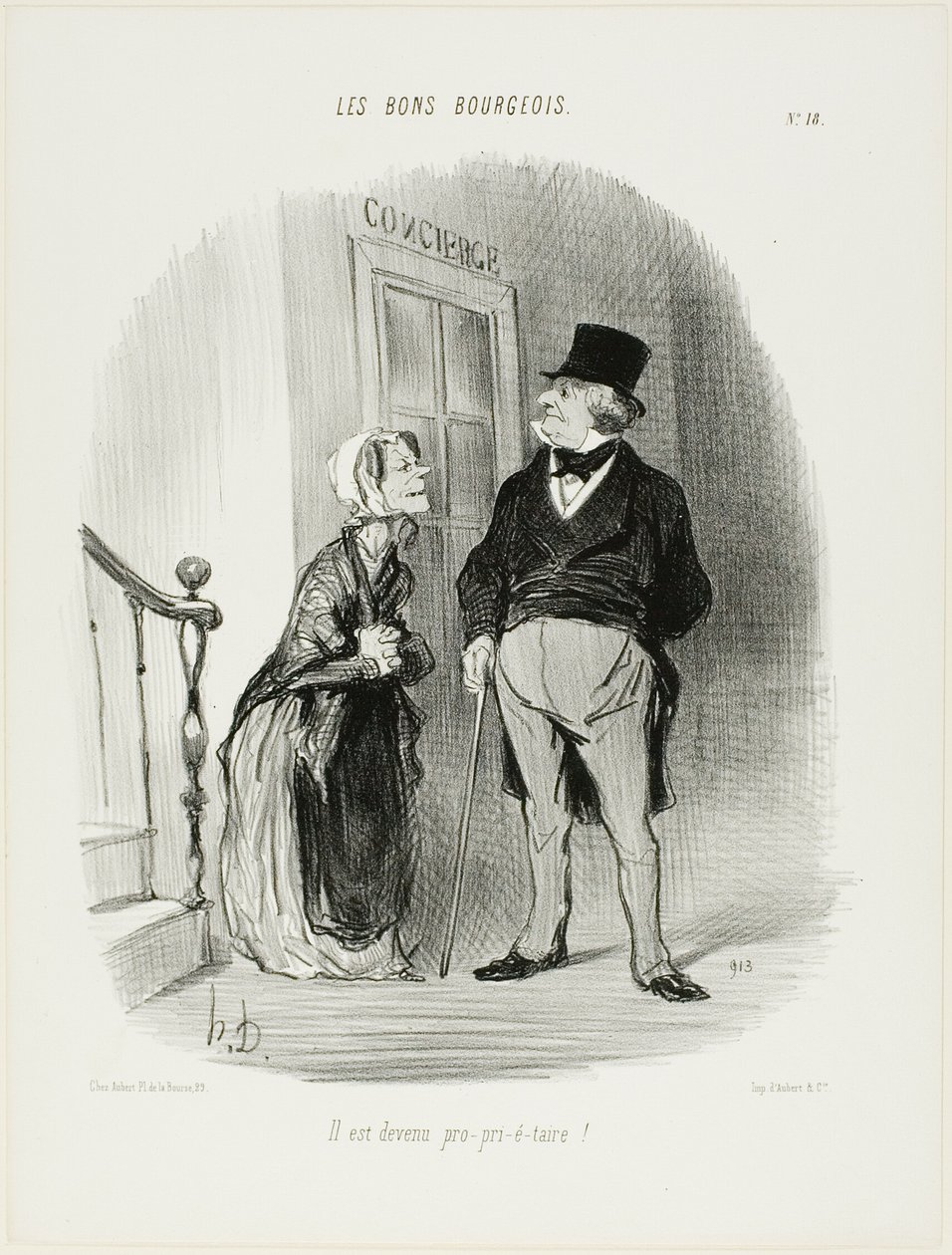 "È diventato un Laaaand-Looooord!", piatto 18 da Les Bons Bourgeois da Honoré Victorin Daumier