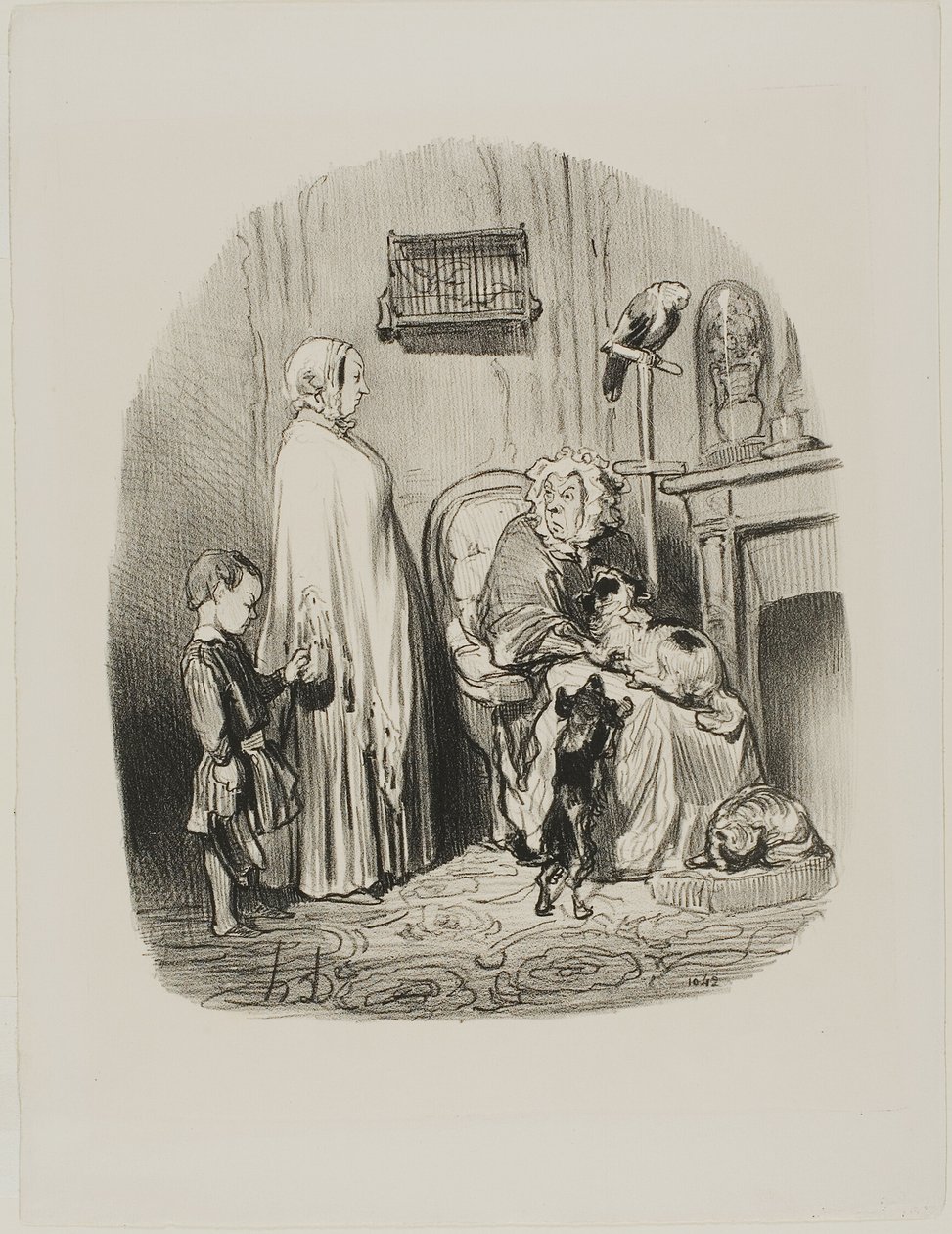 "Non affitto a persone con bambini", targhetta 14 di Locataires Et Propriétaires da Honoré Victorin Daumier