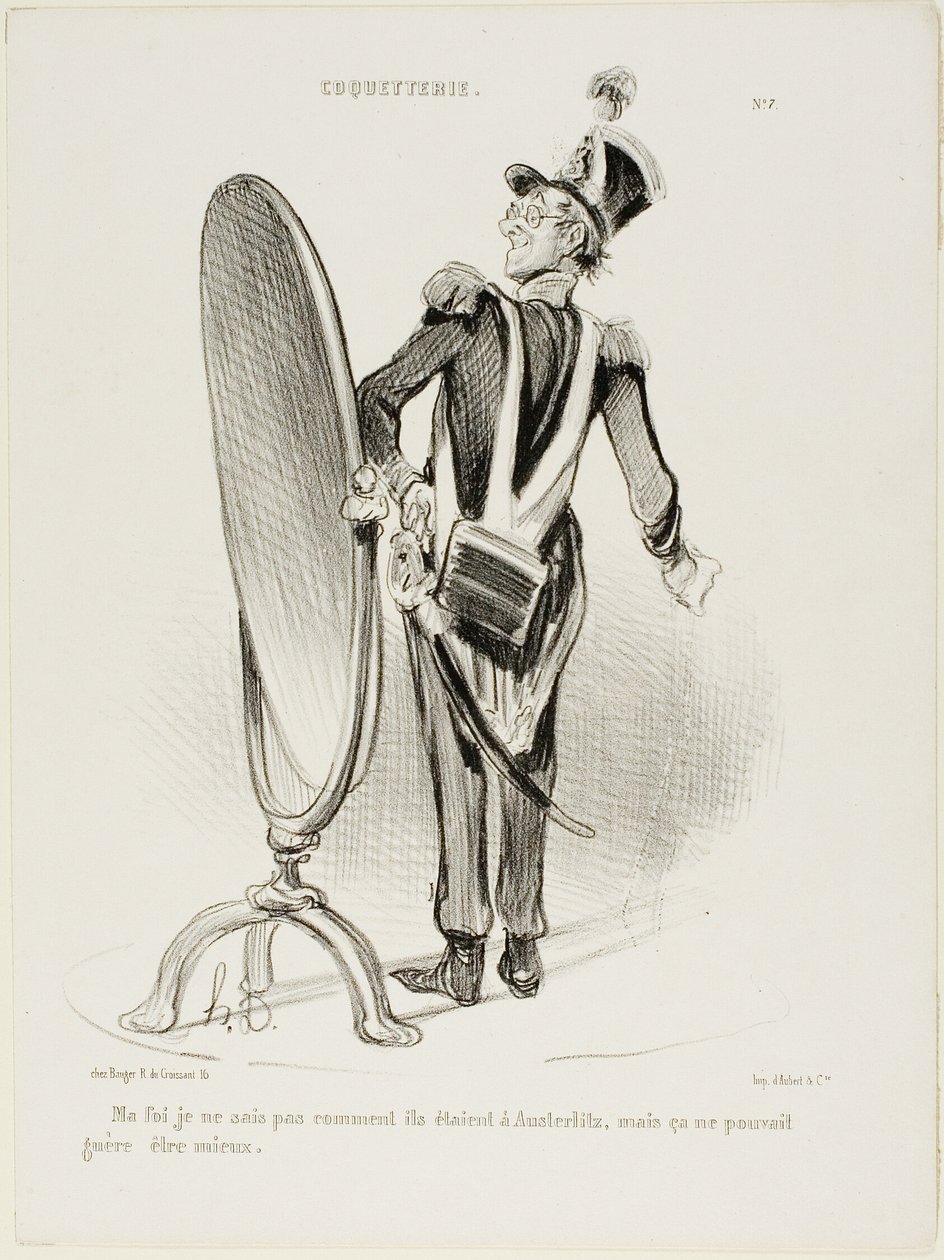 "In effetti, non so che aspetto avessero ad Austerlitz, ma difficilmente avrebbero potuto avere un aspetto migliore", piatto 7 di Coquetterie. da Honoré Victorin Daumier