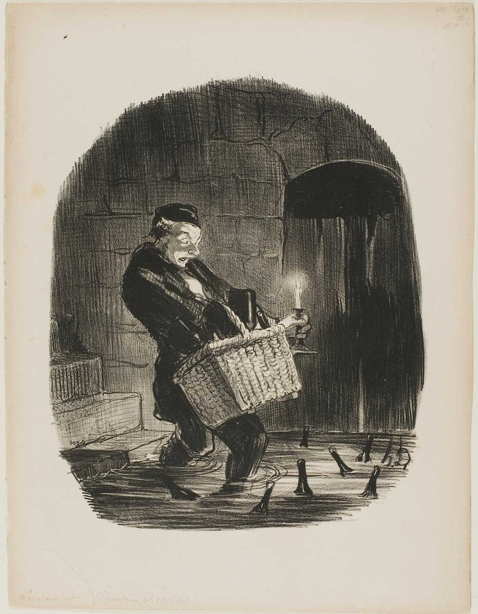 È sconveniente affittare un appartamento vicino al fiume, targa 13 di Locataires et Propriétaires da Honoré Victorin Daumier