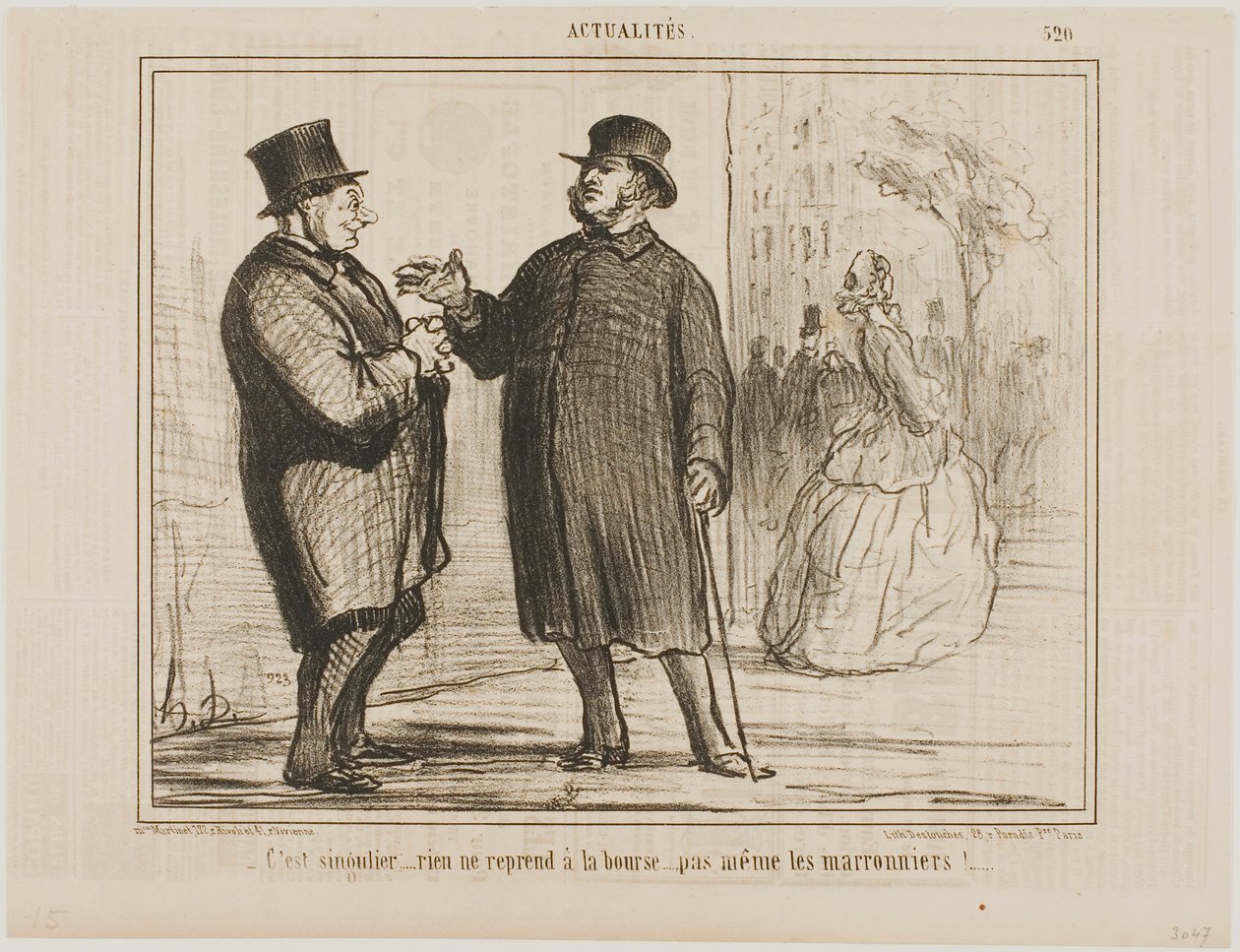 È strano: in borsa non si riprende nulla, nemmeno i castagni!, targa 520 da Actualités da Honoré Victorin Daumier