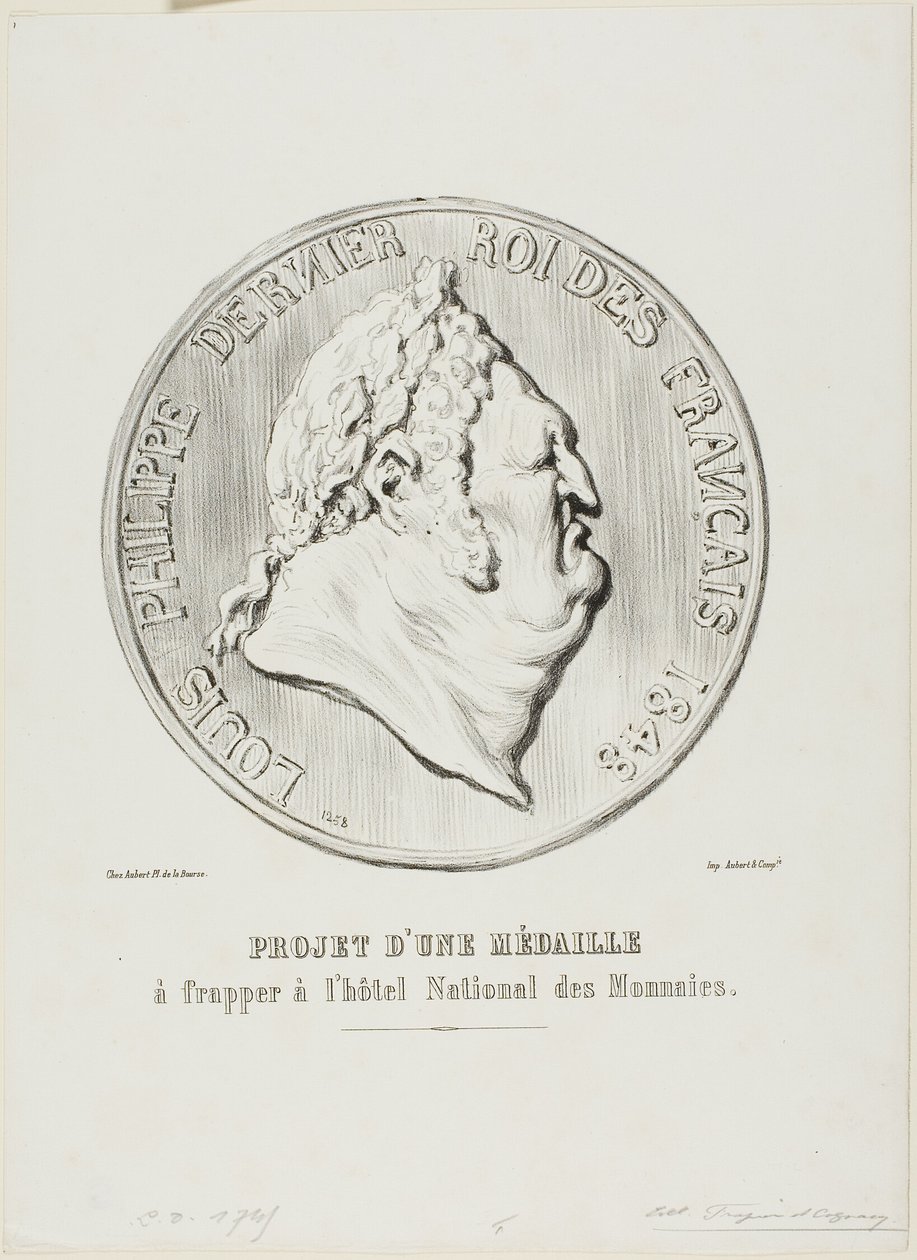Luigi Filippo, ultimo re di Francia 1848. Progetto per una medaglia prodotta dalla Zecca Nazionale da Honoré Victorin Daumier