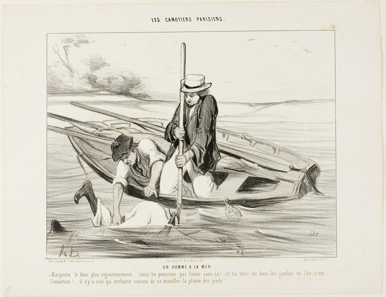 Uomo in mare! "- Arpionatelo più saldamente!.... non possiamo prenderlo altrimenti! E tu, tienigli le gambe in aria, è molto importante.... Non c
