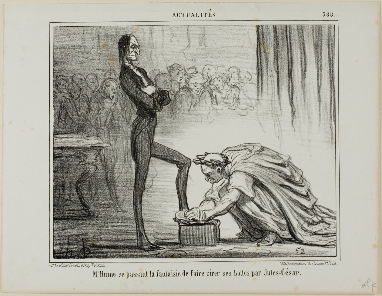 Il signor Hume che fantastica su Giulio Cesare che si lucida gli stivali, tavola 388 da Actualités da Honoré Victorin Daumier