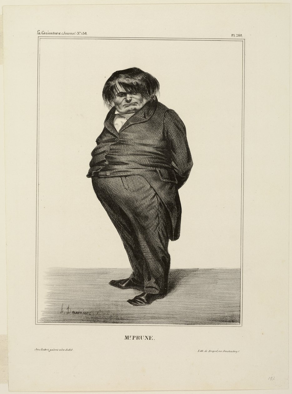 Il signor Prune, tavola 288 di Célébrités de la Caricature da Honoré Victorin Daumier