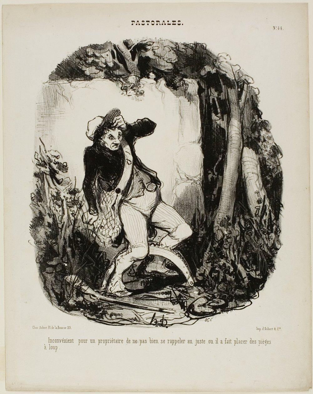 È imbarazzante non ricordarsi dove si sono nascoste le trappole per i lupi, piatto 44 di Pastorales da Honoré Victorin Daumier