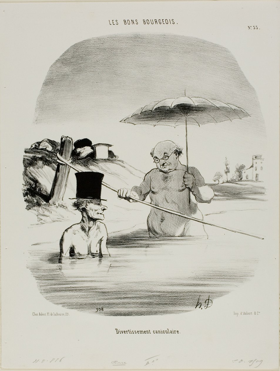 Relax durante le giornate canicolari, piatto 33 di Les Bons Bourgeois da Honoré Victorin Daumier