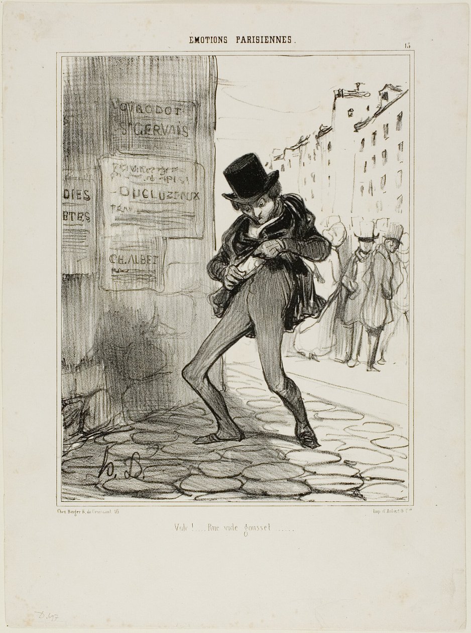 Derubato! Via delle tasche vuote..., piatto 13 di Émotions Parisiens da Honoré Victorin Daumier