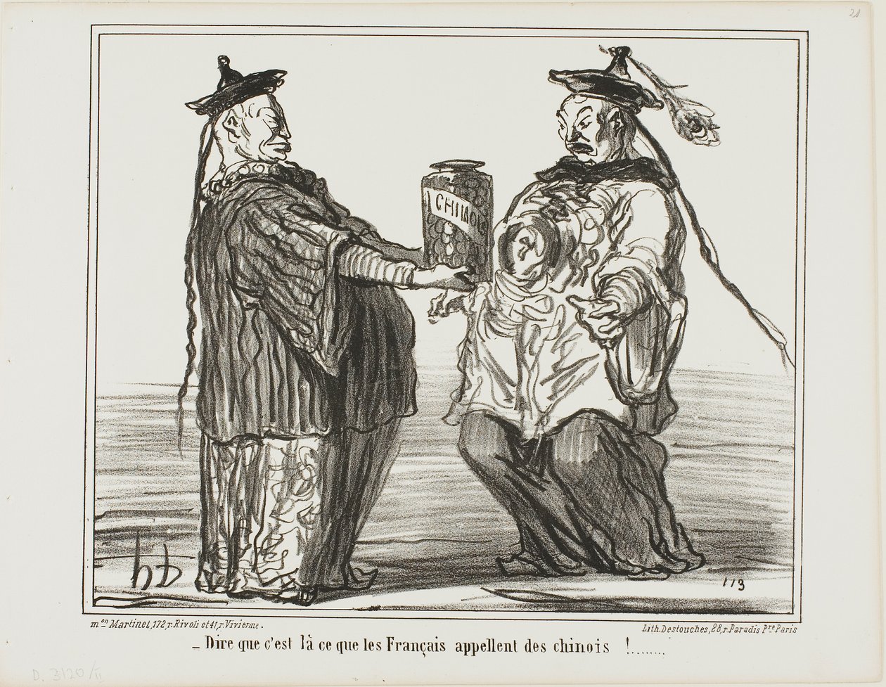 Strano... questo è ciò che i francesi chiamano "Chinois", piatto 21 da En Chine da Honoré Victorin Daumier
