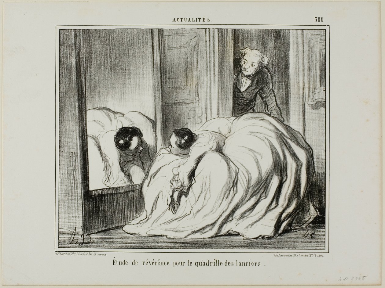 Studio di riverenza per la Quadriglia dei Lancieri, lastra 380 da Actualités da Honoré Victorin Daumier