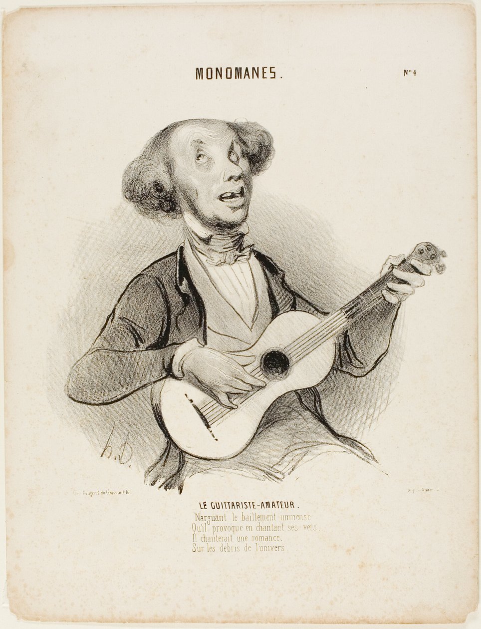 Il chitarrista dilettante. Sfidando gli sbadigli di tutti, mentre canta il suo gracile verso, canterebbe una canzone da salotto, sulle rovine dell