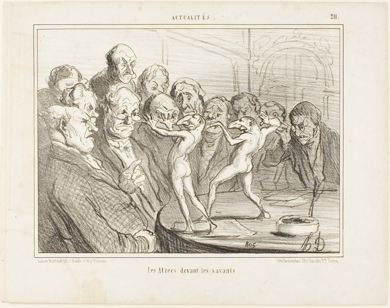 Gli Aztechi davanti agli scienziati, piatto 211 di Actualités da Honoré Victorin Daumier
