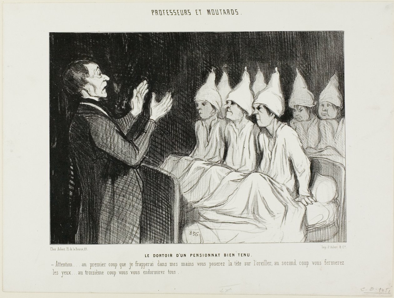 Il dormitorio di un illustre collegio, piatto 14 da Professeurs et Moutards (Professori e furfanti) da Honoré Victorin Daumier