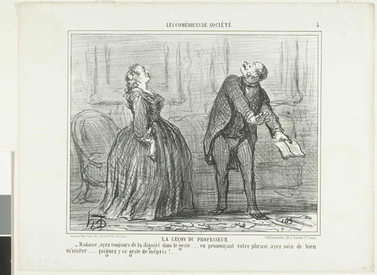 La lezione del professore, quinta tavola da Les Comédiens de Société da Honoré Victorin Daumier
