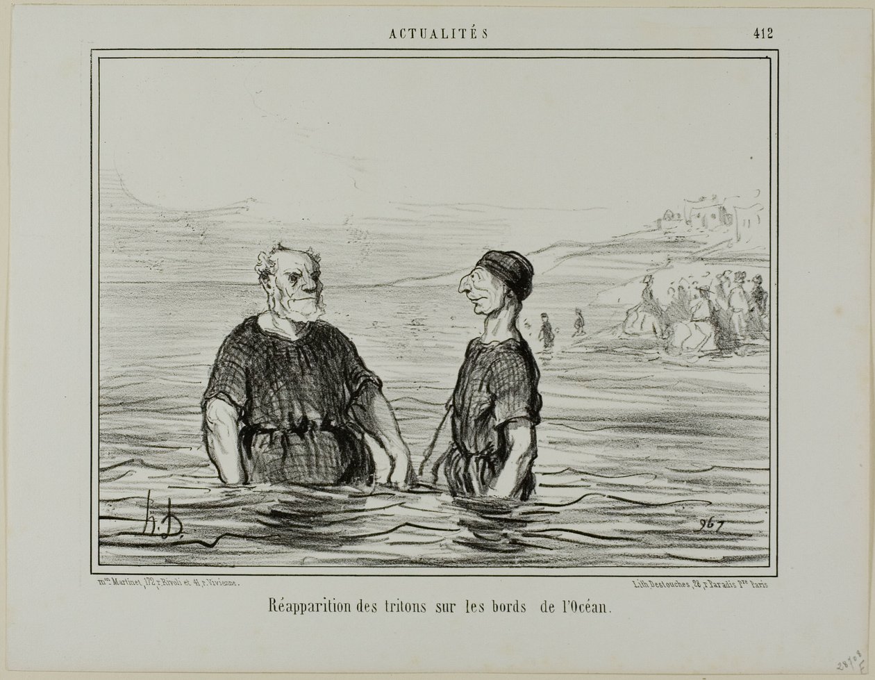 La ricomparsa dei Tritoni del mare, tavola 412 di Actualités da Honoré Victorin Daumier