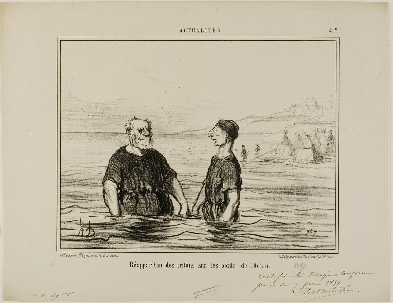 La ricomparsa dei Tritoni del mare, tavola 412 di Actualités da Honoré Victorin Daumier