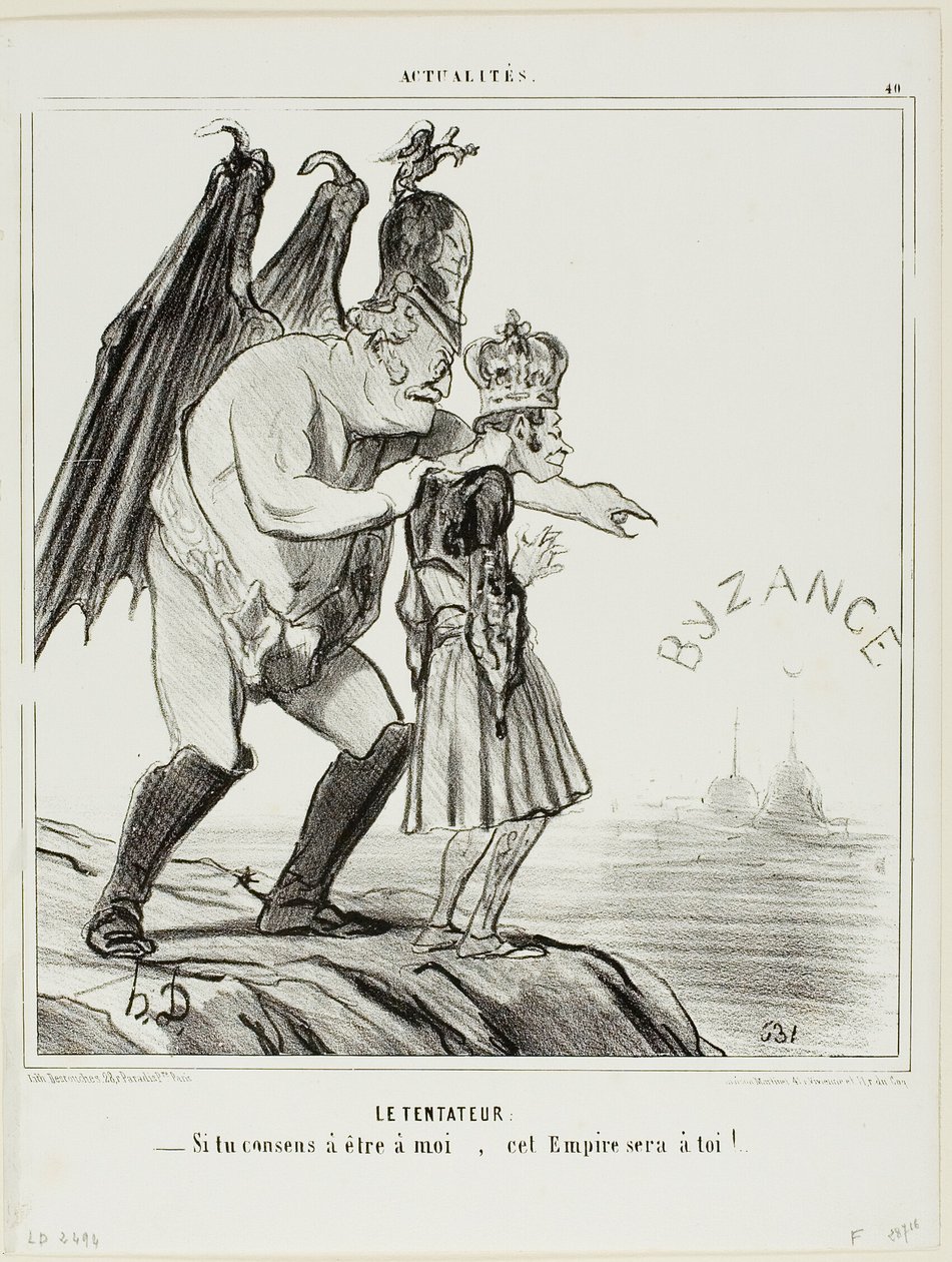 Il tentatore. "- Se acconsentirai ad appartenere a me... questo impero sarà tuo", tavola 40 da Actualités da Honoré Victorin Daumier