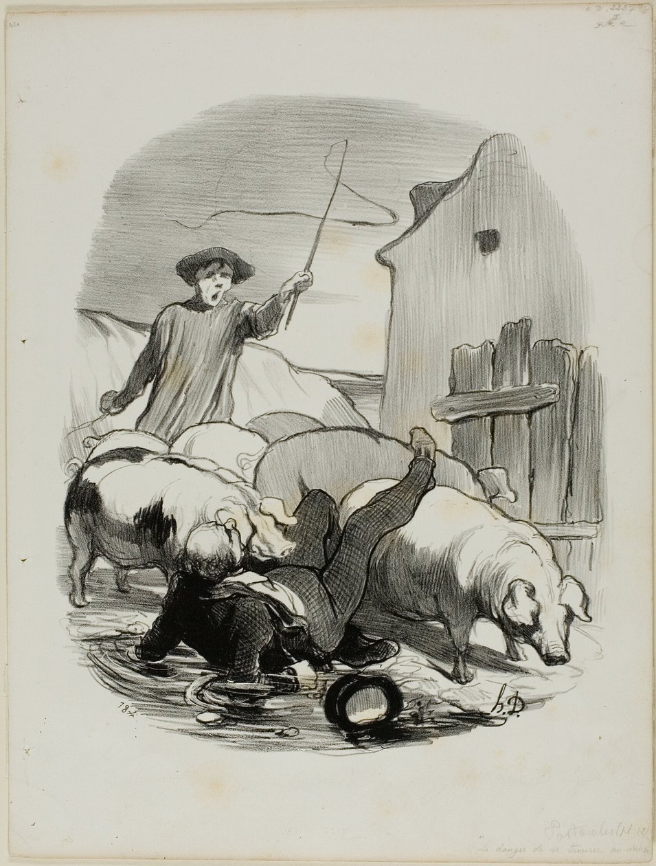 Il pericolo di essere catturati in un inseguimento di campanili, piatto 12 da Pastorales da Honoré Victorin Daumier